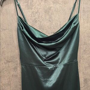 Elegant Green Satin Slip Dress
